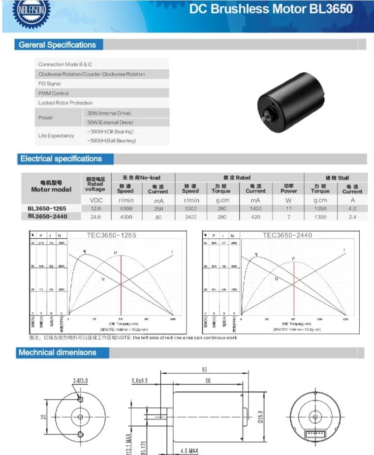 36mm 3650 BLDC Brushless Motor 12V 24V 36V 5W 10W 20W for Water Pump Power Tools